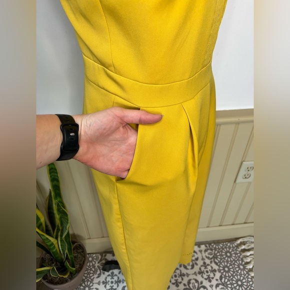 Anthropologie Adelyn Rae Wide Leg Culotte Jumpsuit Romper Mustard Women’s Sz S - Picture 4 of 9